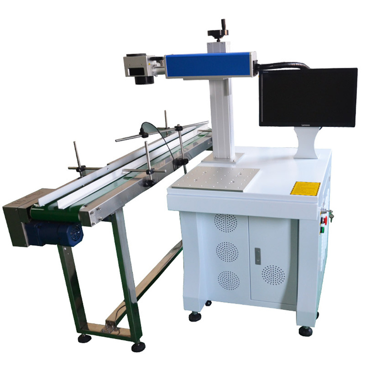 20W 30W 50W Metal Fiber Laser Marking Machine With Conveyor